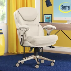 Ergonomic Chairs*Serta Claremont Ergonomic Faux Leather Swivel Executive Chair with Back in Motion Technology, (44186C) Ivory