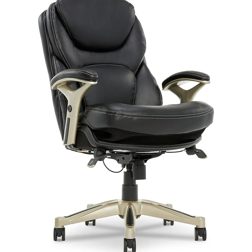 Ergonomic Chairs*Serta Claremont Ergonomic Leather Swivel Executive Chair with Back in Motion Technology, (CHR200006) Black