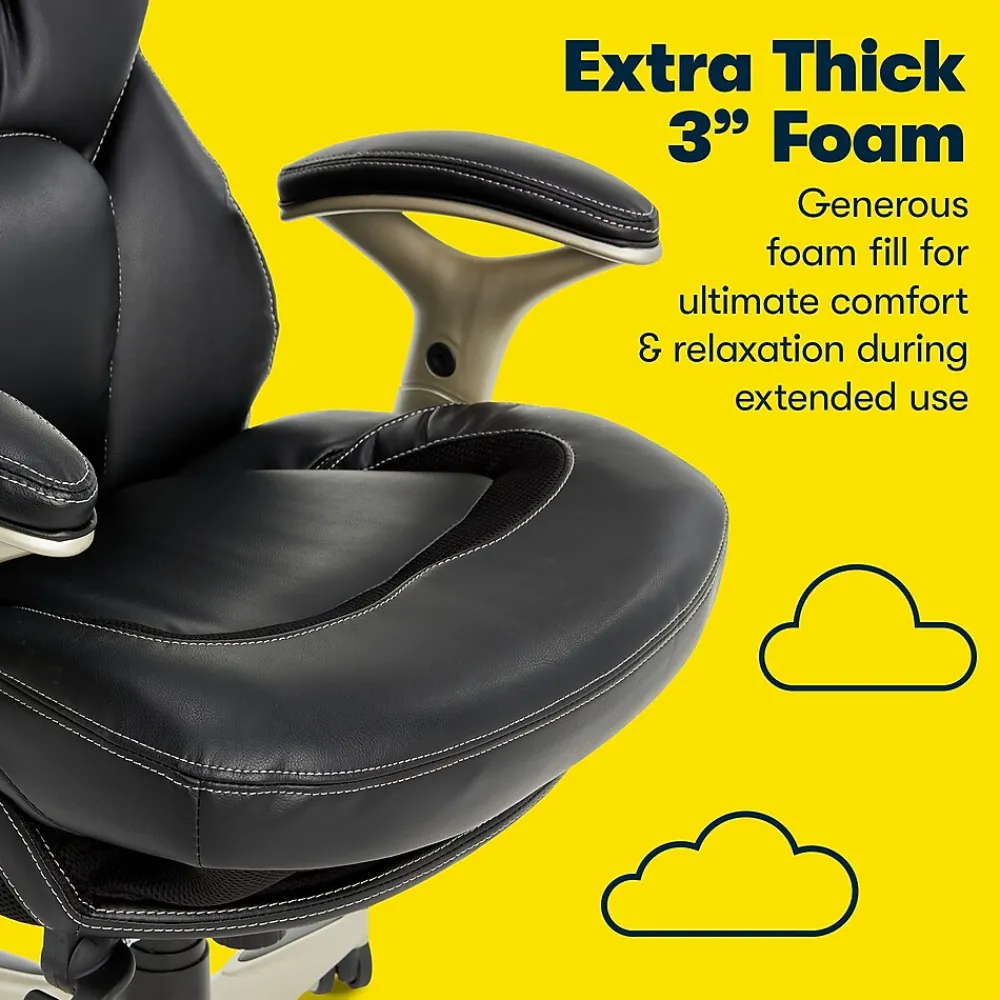 Ergonomic Chairs*Serta Claremont Ergonomic Leather Swivel Executive Chair with Back in Motion Technology, (CHR200006) Black