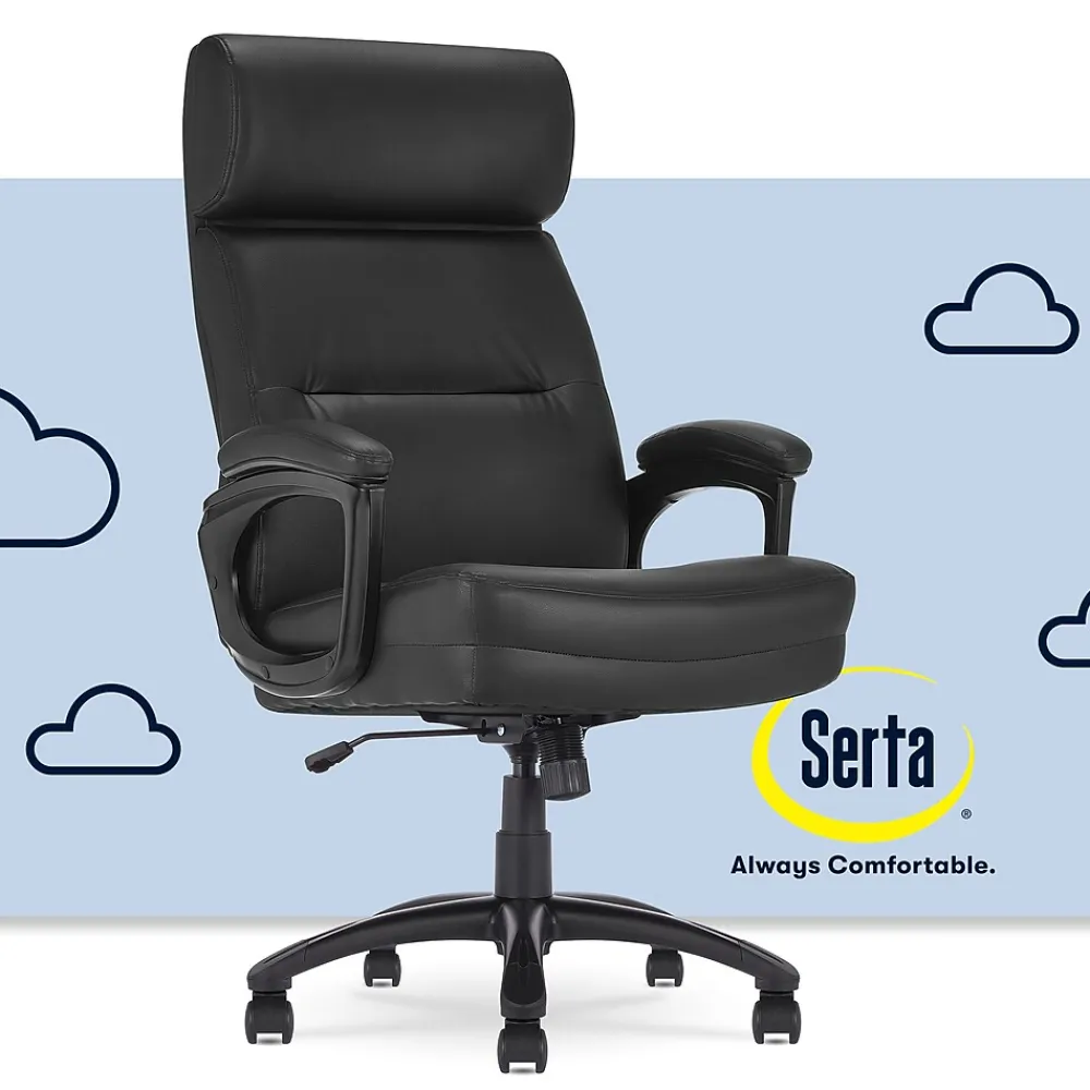 Office Chairs*Serta Comfort Big & Tall Ergonomic Bonded Leather Swivel Executive Chair, Black (CHR10131A)
