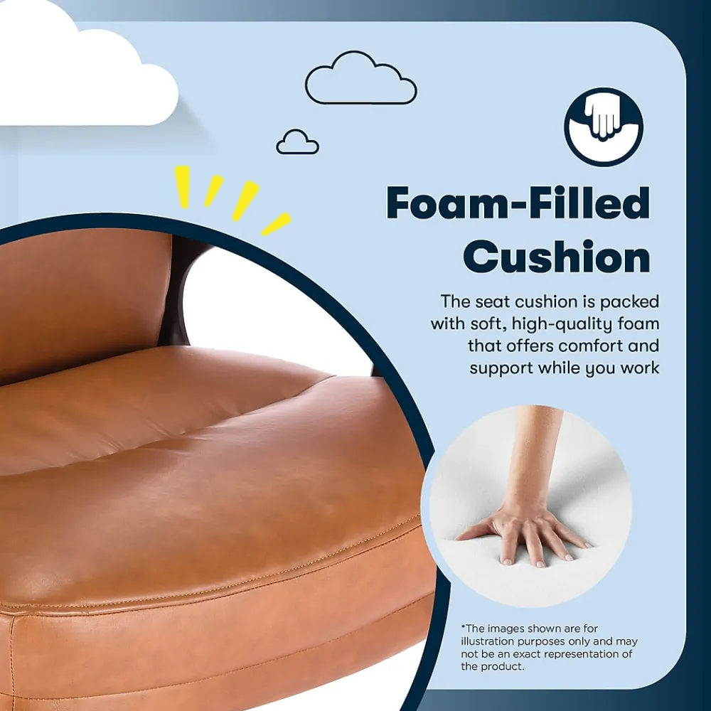 Office Chairs*Serta Comfort Big & Tall Ergonomic Bonded Leather Swivel Executive Chair, Cognac (CHR10131D)