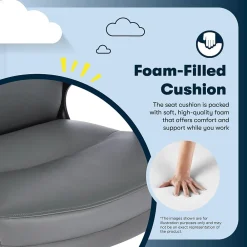 Office Chairs*Serta Comfort Big & Tall Ergonomic Bonded Leather Swivel Executive Chair, Gray (CHR10131C)