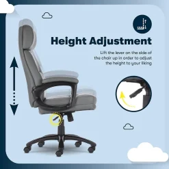Office Chairs*Serta Comfort Big & Tall Ergonomic Bonded Leather Swivel Executive Chair, Gray (CHR10131C)