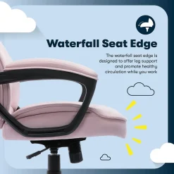 Office Chairs*Serta Comfort Classic Ergonomic Velvet Fabric Swivel Executive Chair, Pink (CCHR10005C)