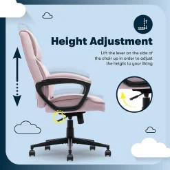 Office Chairs*Serta Comfort Classic Ergonomic Velvet Fabric Swivel Executive Chair, Pink (CCHR10005C)
