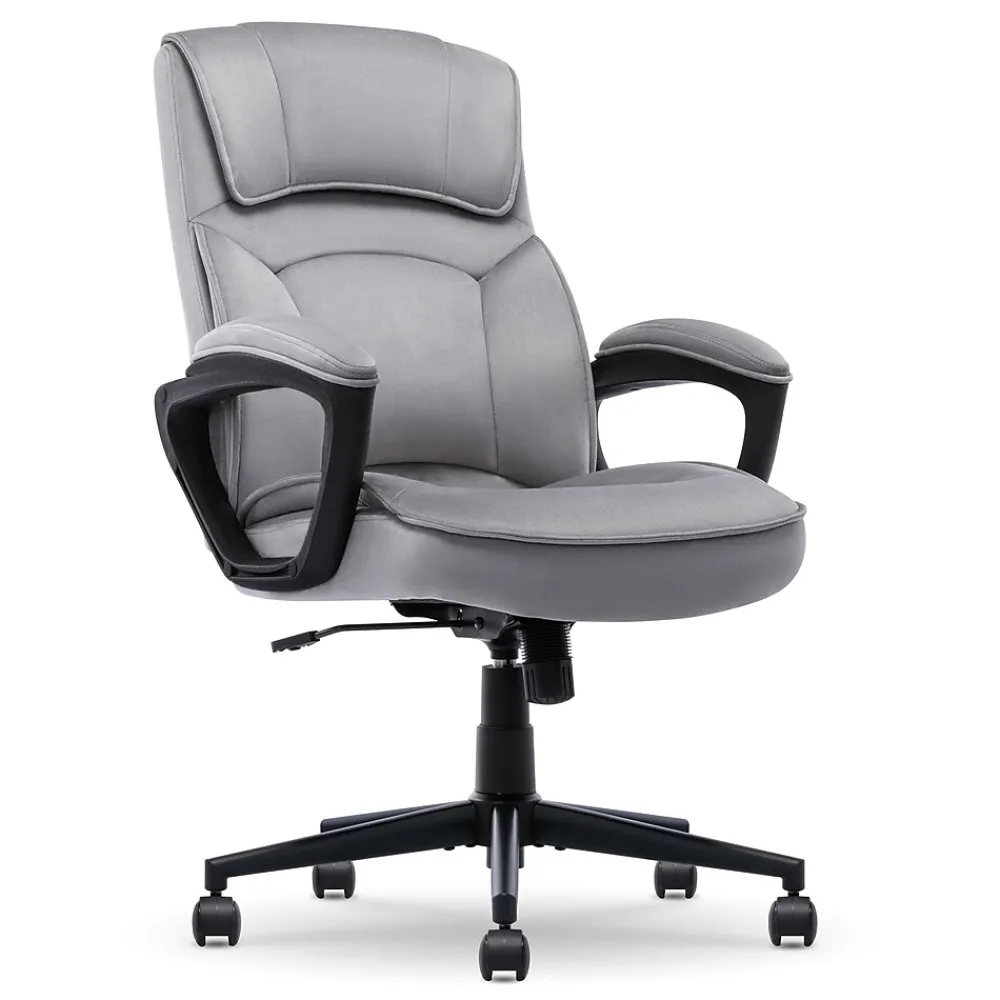 Office Chairs*Serta Comfort Classic Ergonomic Velvet Fabric Swivel Executive Chair, Gray (CCHR10005A)