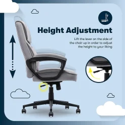 Office Chairs*Serta Comfort Classic Ergonomic Velvet Fabric Swivel Executive Chair, Gray (CCHR10005A)