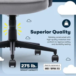 Office Chairs*Serta Comfort Classic Ergonomic Velvet Fabric Swivel Executive Chair, Gray (CCHR10005A)