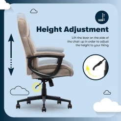 Office Chairs*Serta Comfort Eco Ergonomic Velvet Fabric Swivel Executive Chair, Light Brown (CCHR10006C)