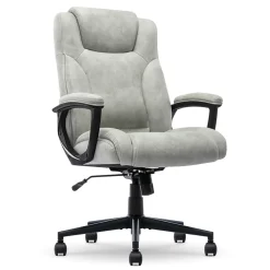 Office Chairs*Serta Comfort Eco Ergonomic Velvet Fabric Swivel Executive Chair, Light Grey (CCHR10006A)
