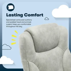 Office Chairs*Serta Comfort Eco Ergonomic Velvet Fabric Swivel Executive Chair, Light Grey (CCHR10006A)