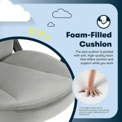 Office Chairs*Serta Comfort Ergo Ergonomic Velvet Fabric Swivel Executive Chair, Gray (CCHR10016C)