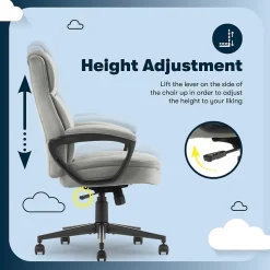 Office Chairs*Serta Comfort Ergo Ergonomic Velvet Fabric Swivel Executive Chair, Gray (CCHR10016C)