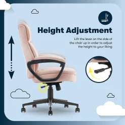 Office Chairs*Serta Comfort Ergo Ergonomic Velvet Fabric Swivel Executive Chair, Pink (CCHR10016D)