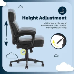 Office Chairs*Serta Comfort Ergonomic Bonded Leather Swivel Executive Chair, Black (CHR10130A)