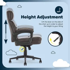 Office Chairs*Serta Comfort Ergonomic Bonded Leather Swivel Executive Chair, Brown (CHR10130B)