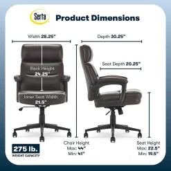 Office Chairs*Serta Comfort Ergonomic Bonded Leather Swivel Executive Chair, Brown (CHR10130B)