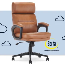 Office Chairs*Serta Comfort Ergonomic Bonded Leather Swivel Executive Chair, Cognac (CHR10130D)