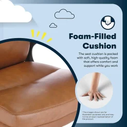 Office Chairs*Serta Comfort Ergonomic Bonded Leather Swivel Executive Chair, Cognac (CHR10130D)