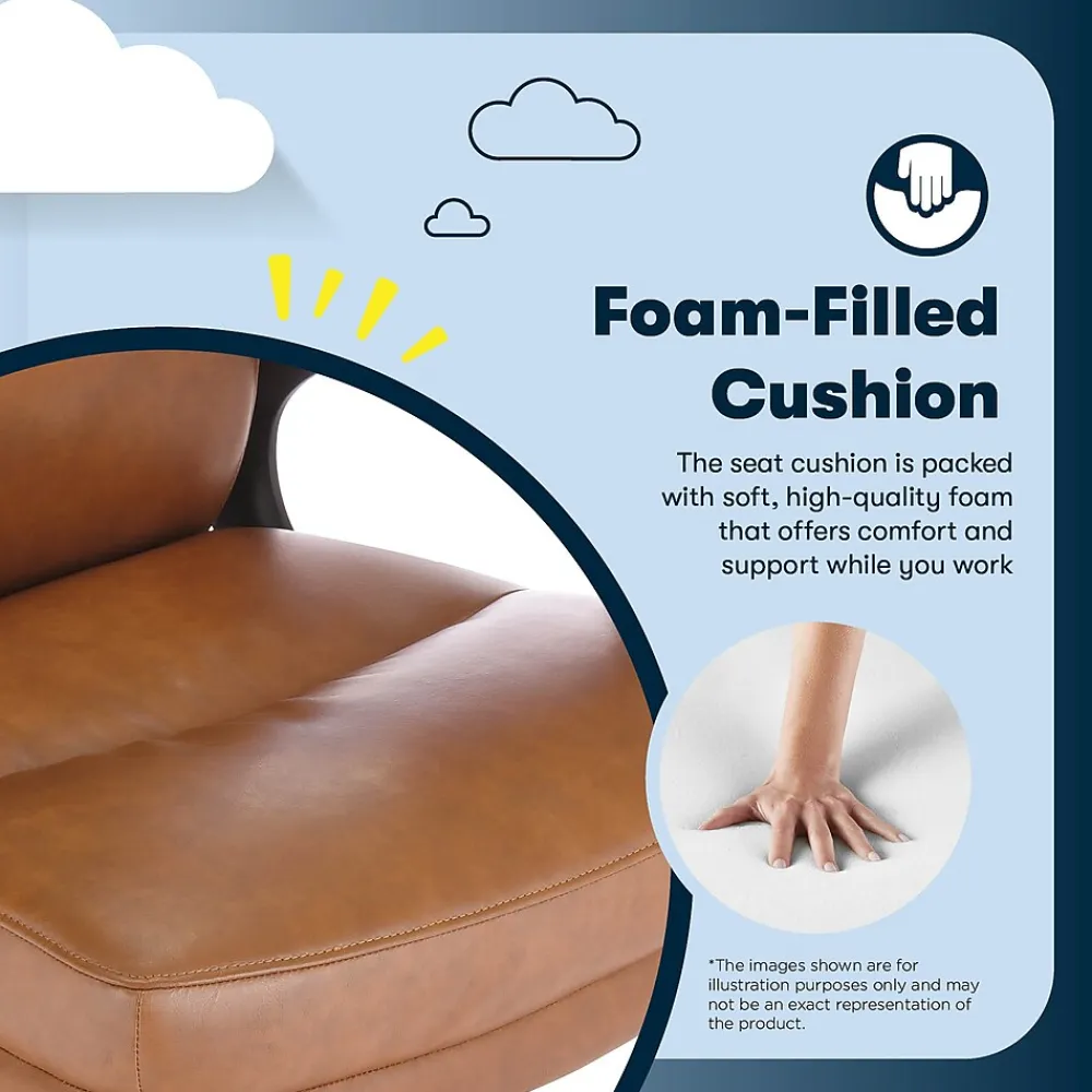 Office Chairs*Serta Comfort Ergonomic Bonded Leather Swivel Executive Chair, Cognac (CHR10130D)