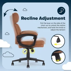 Office Chairs*Serta Comfort Ergonomic Bonded Leather Swivel Executive Chair, Cognac (CHR10130D)