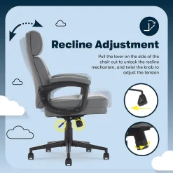 Office Chairs*Serta Comfort Ergonomic Bonded Leather Swivel Executive Chair, Gray (CHR10130C)