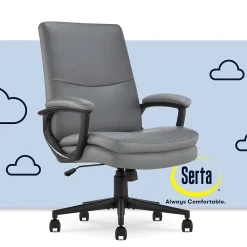 Office Chairs*Serta Comfort Modern Ergonomic Bonded Leather Swivel Executive Chair, Gray (CHR10132C)