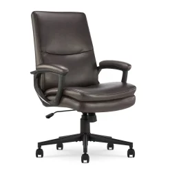 Office Chairs*Serta Comfort Modern Ergonomic Bonded Leather Swivel Executive Chair, Brown (CHR10132B)