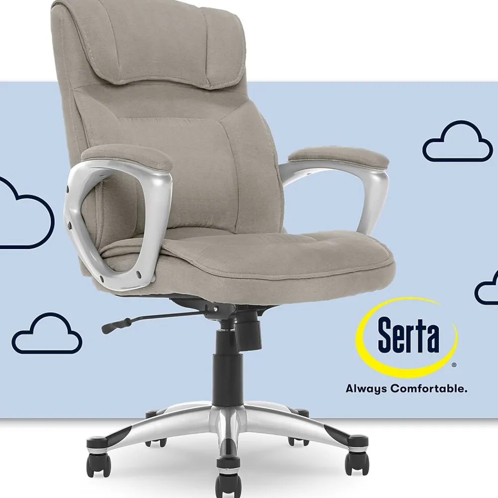 Office Chairs*Serta Cyrus Ergonomic Fabric Swivel Executive Chair, Glacial Gray (47910)