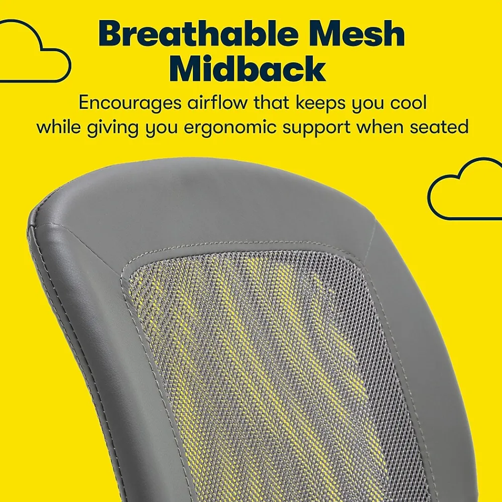 Ergonomic Chairs*Serta Essentials Armless Ergonomic Bonded Leather/Mesh Swivel Task Chair, (48740A) Gray