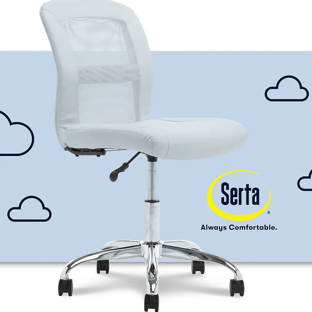 Ergonomic Chairs*Serta Essentials Armless Ergonomic Bonded Leather/Mesh Swivel Task Chair, (48740D) Blue