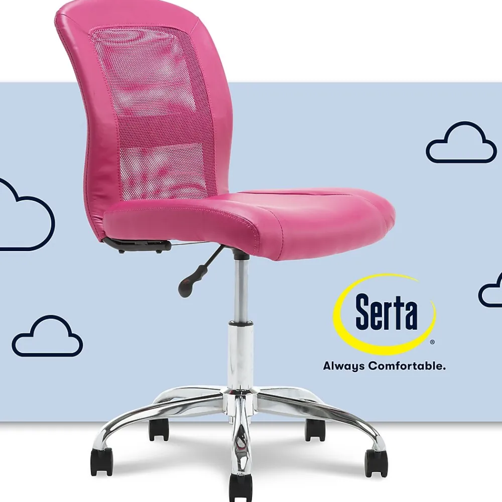 Ergonomic Chairs*Serta Essentials Armless Ergonomic Bonded Leather/Mesh Swivel Task Chair, (48740E) Pink