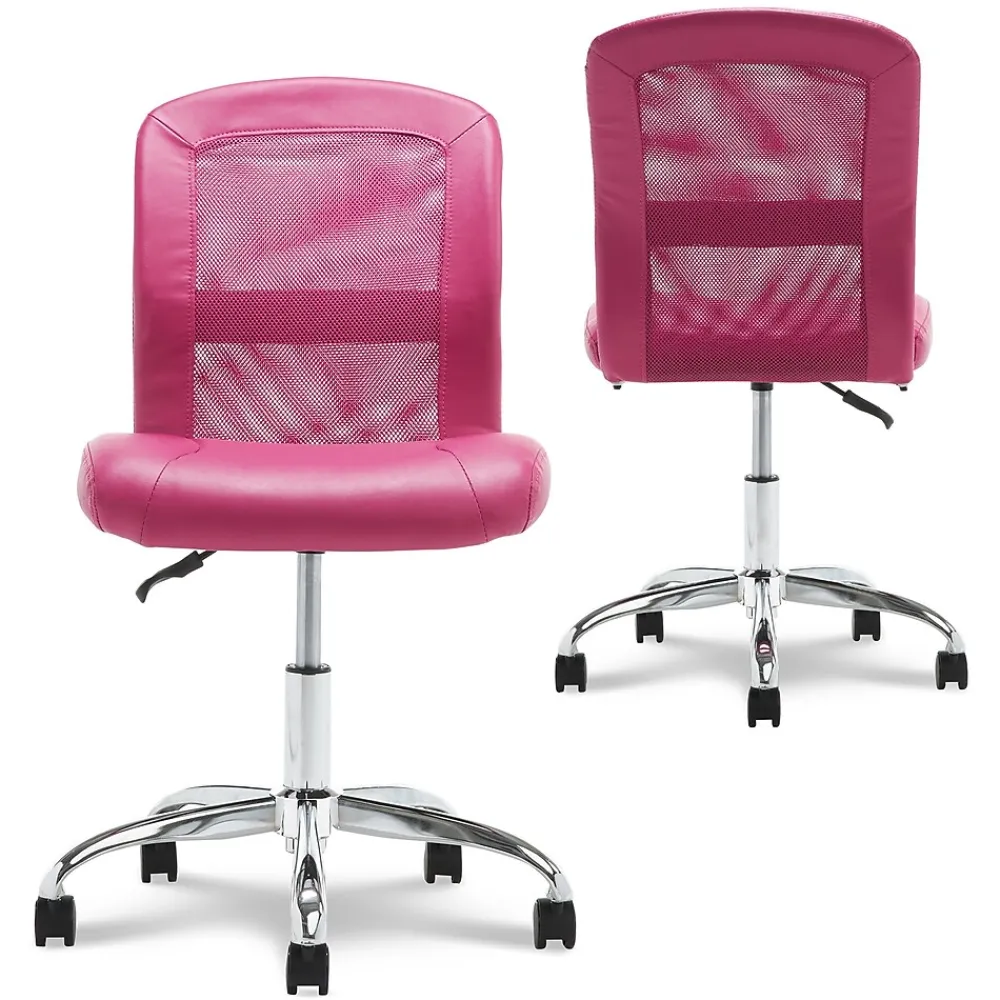 Ergonomic Chairs*Serta Essentials Armless Ergonomic Bonded Leather/Mesh Swivel Task Chair, (48740E) Pink