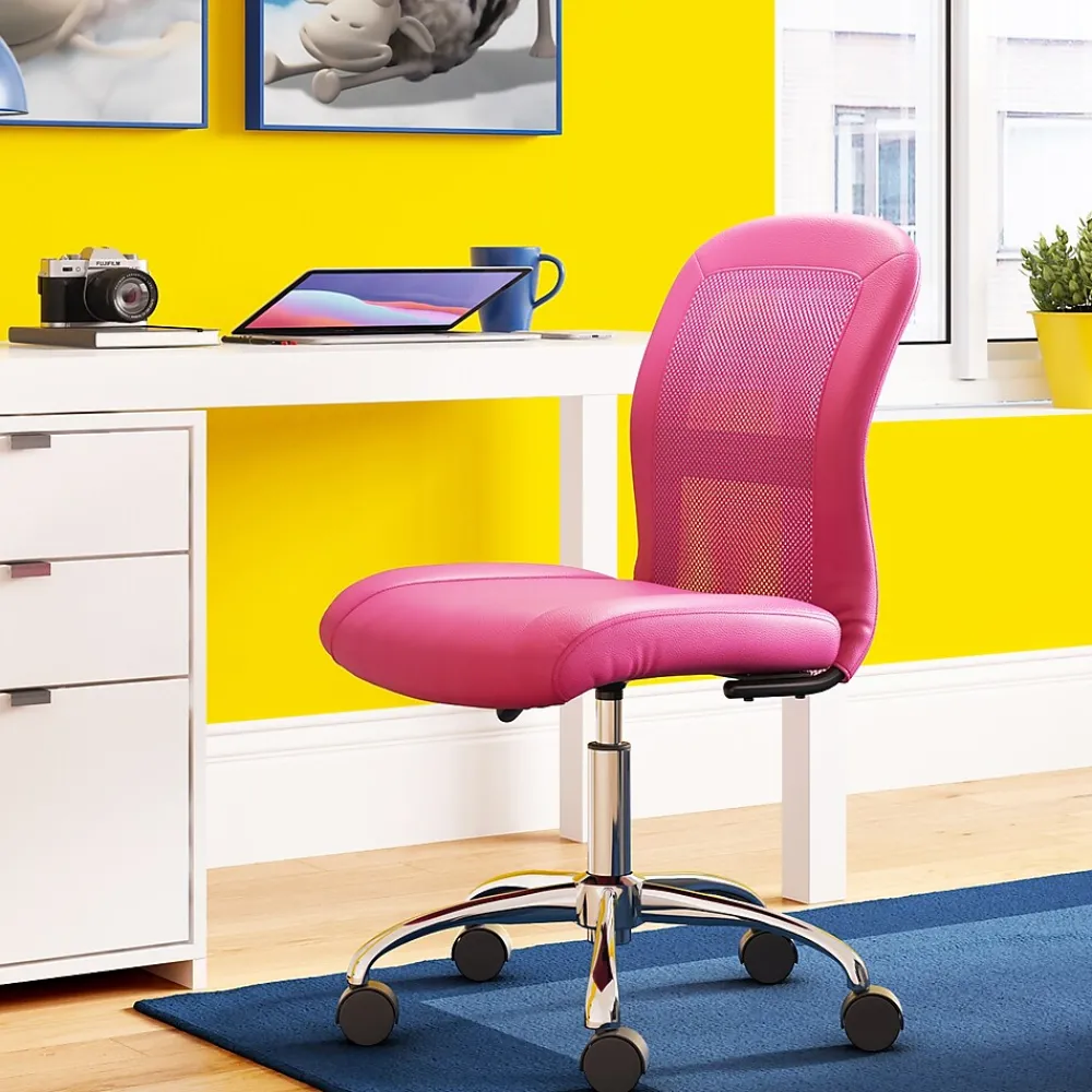 Ergonomic Chairs*Serta Essentials Armless Ergonomic Bonded Leather/Mesh Swivel Task Chair, (48740E) Pink