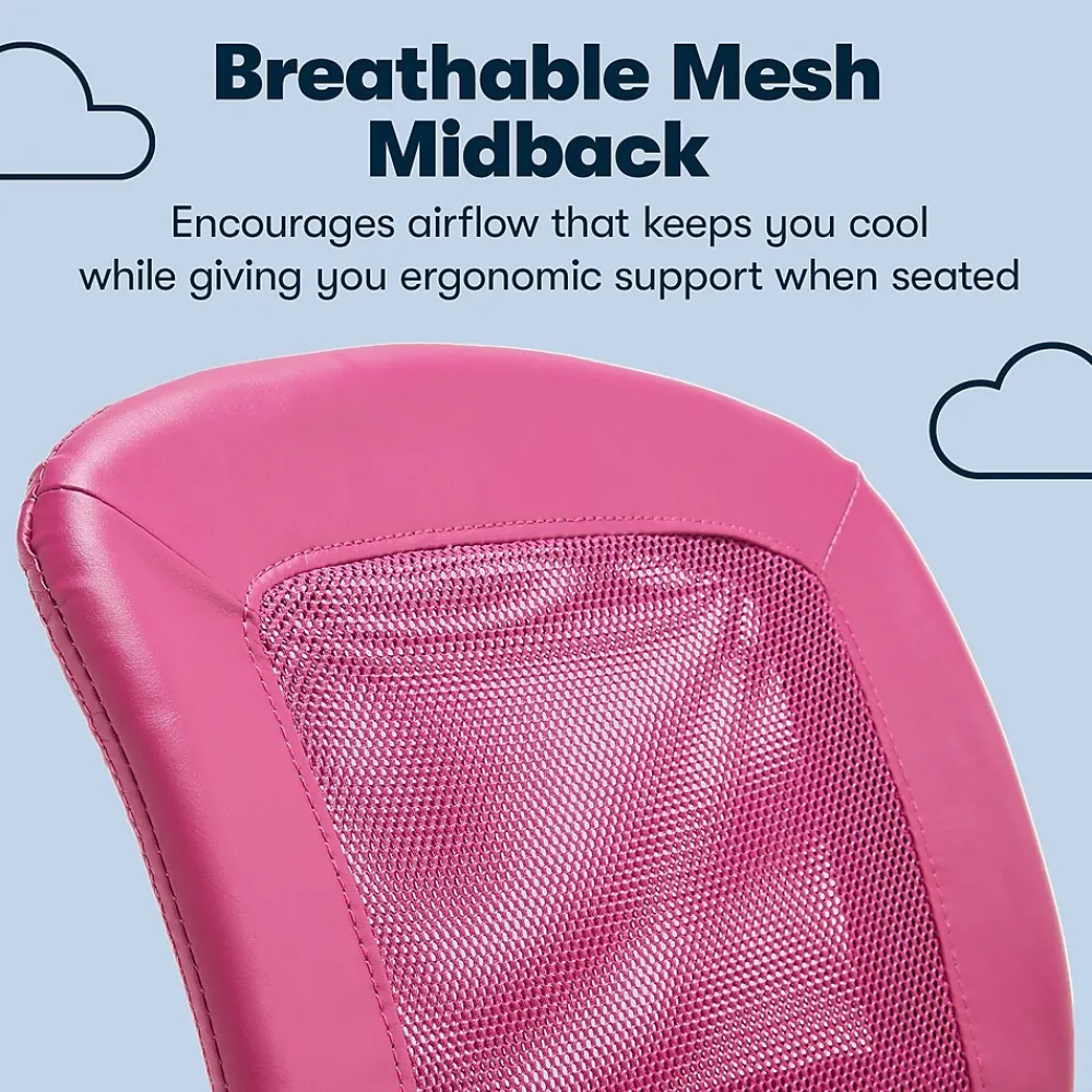 Ergonomic Chairs*Serta Essentials Armless Ergonomic Bonded Leather/Mesh Swivel Task Chair, (48740E) Pink