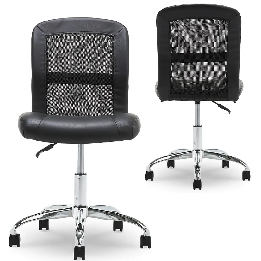 Ergonomic Chairs*Serta Essentials Armless Ergonomic Bonded Leather/Mesh Swivel Task Chair, (48740) Black