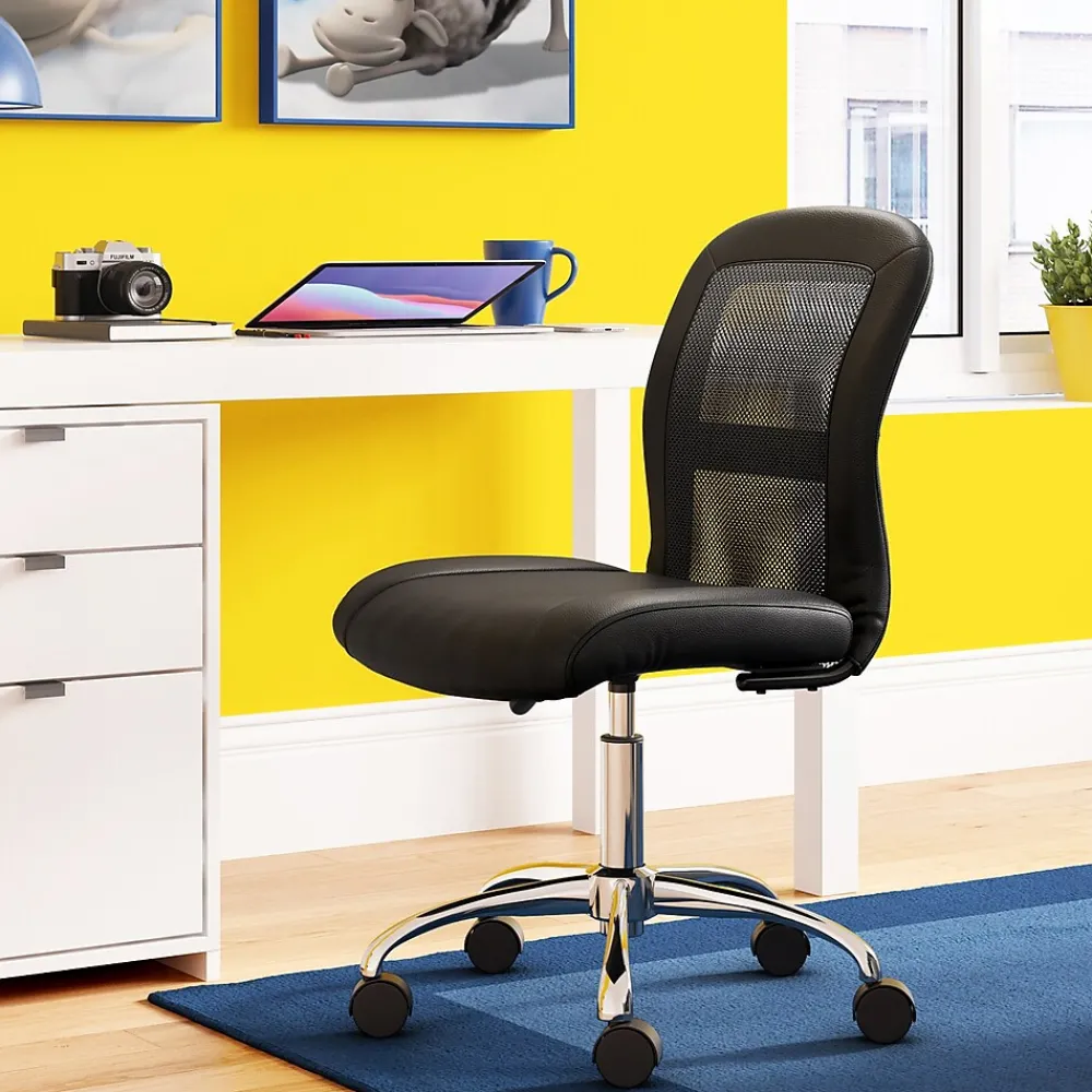 Ergonomic Chairs*Serta Essentials Armless Ergonomic Bonded Leather/Mesh Swivel Task Chair, (48740) Black