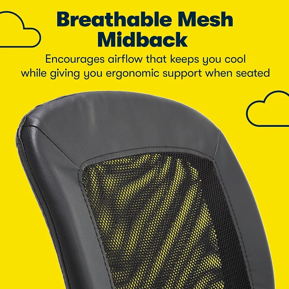 Ergonomic Chairs*Serta Essentials Armless Ergonomic Bonded Leather/Mesh Swivel Task Chair, (48740) Black