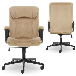 Office Chairs*Serta Executive Office Chair, Microfiber, Light Beige, Seat Size: 20.75''W x 19.5