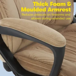 Office Chairs*Serta Executive Office Chair, Microfiber, Light Beige, Seat Size: 20.75''W x 19.5