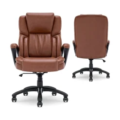 Ergonomic Chairs*Serta Garret Ergonomic Bonded Leather Swivel Executive Chair, (43520D) Cognac