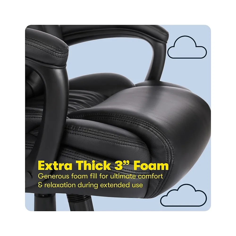 Ergonomic Chairs*Serta Garret Ergonomic Bonded Leather Swivel Executive Chair, (43520E) Space Black