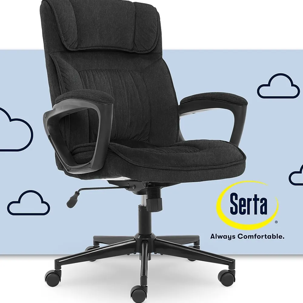 Ergonomic Chairs*Serta Hannah I Ergonomic Microfiber Swivel Executive Chair, (43670D) Black
