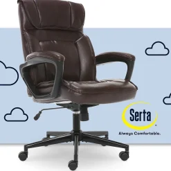 Ergonomic Chairs*Serta Hannah I Ergonomic Bonded Leather Swivel Executive Chair, (43670G) Biscuit