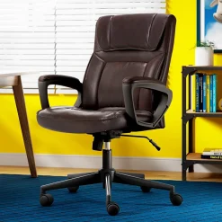 Ergonomic Chairs*Serta Hannah I Ergonomic Bonded Leather Swivel Executive Chair, (43670G) Biscuit