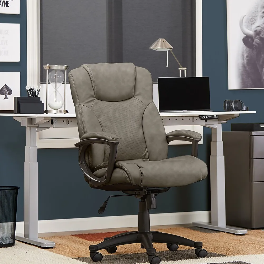 Ergonomic Chairs*Serta Hannah II Bonded Leather Executive Chair, (43672A) Gray