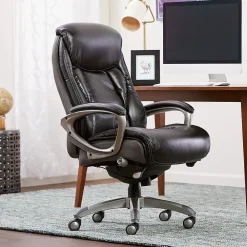 Office Chairs*Serta Launtner Bonded Leather Executive Office Chair with Smart Layers Technology, Opportunity Gray/Black (44942A)