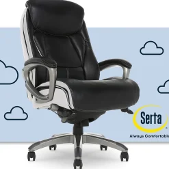 Office Chairs*Serta Lautner Ergonomic Bonded Leather Swivel Executive Chair, Black/Cream (44942)