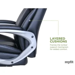 Office Chairs*Serta My Fit Ergonomic Bonded Leather Swivel Executive Chair, Black (CHR100015)