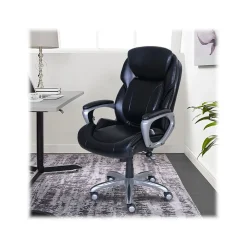 Office Chairs*Serta My Fit Ergonomic Bonded Leather Swivel Executive Chair, Black (CHR100014)